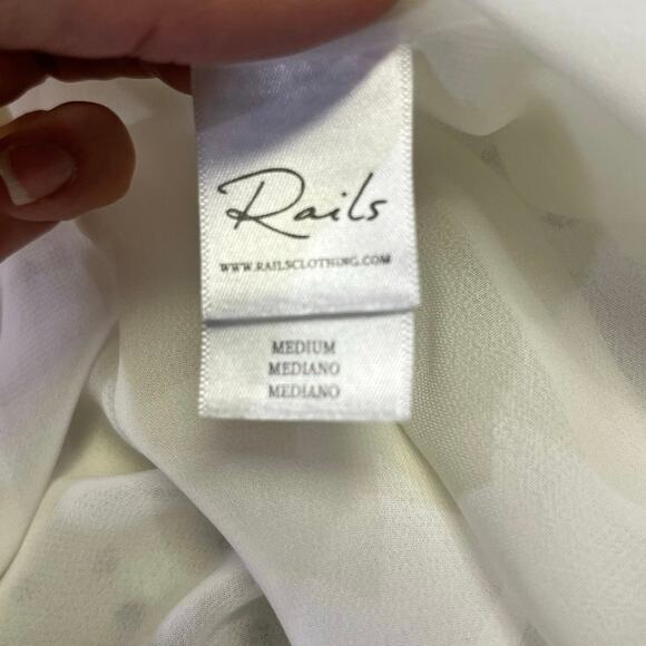 Rails Frida Speckled Dot High-Low Midi Slip Dress, Womens M, White/Black Ruffles - Picture 12 of 16